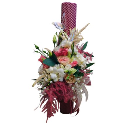 Lumânare de Botez Fagure cu Flori Delicate