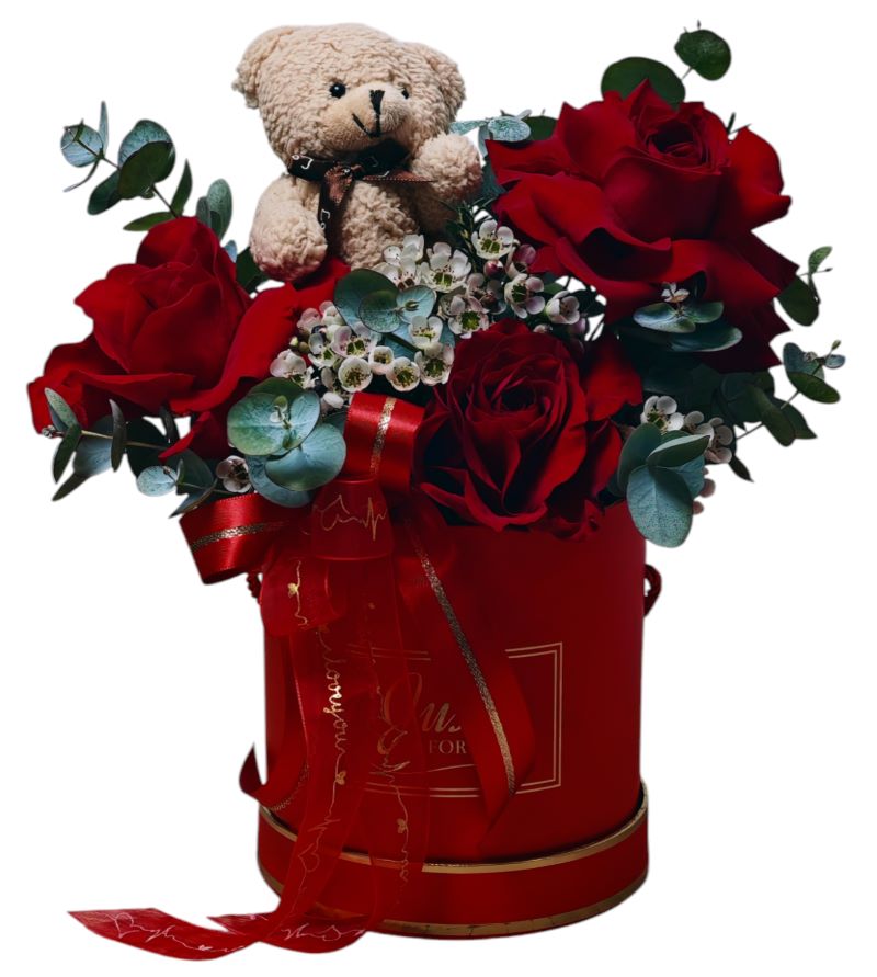 Cutie cu Tranafiri si Ursulet