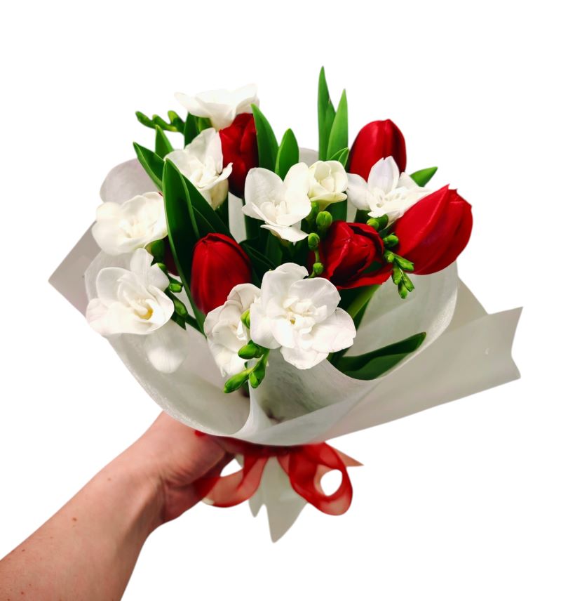 Buchet Elegant Roșu-Alb