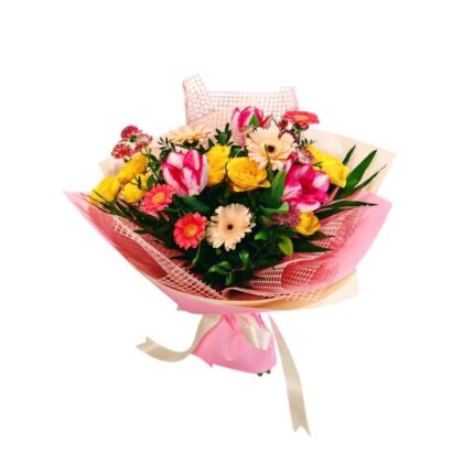 Buchet floral roz-galben elegant