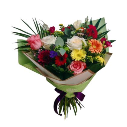 Buchet cu Mini Gerbera, Trandafiri și Frezii