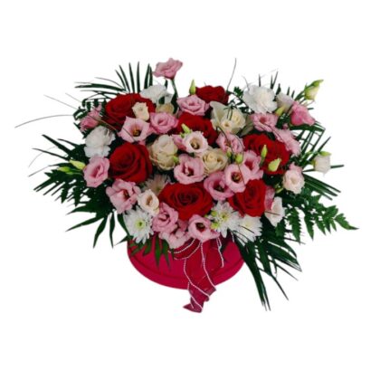 Cutie cu Trandafiri și Lisianthus