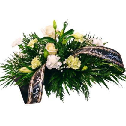 Aranjament Funerar cu Panglică Personalizată