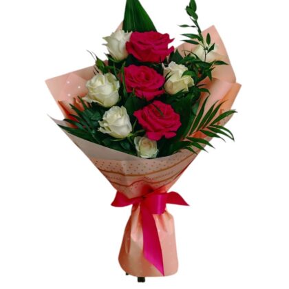 Buchet Trandafiri Albi si Cyclam