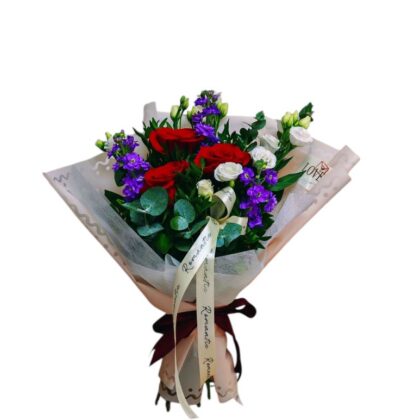 Buchet colorat roșu mov alb