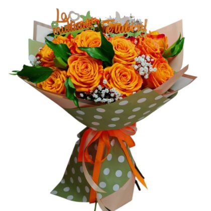 Buchet 15 Trandafiri Portocalii