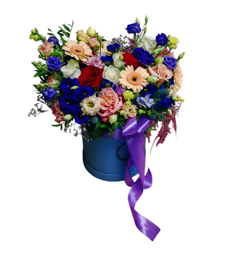 Aranjament floral elegant în cutie cilindru