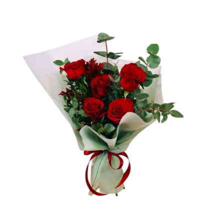 Buchet Romantic cu 5 Trandafiri Roșii